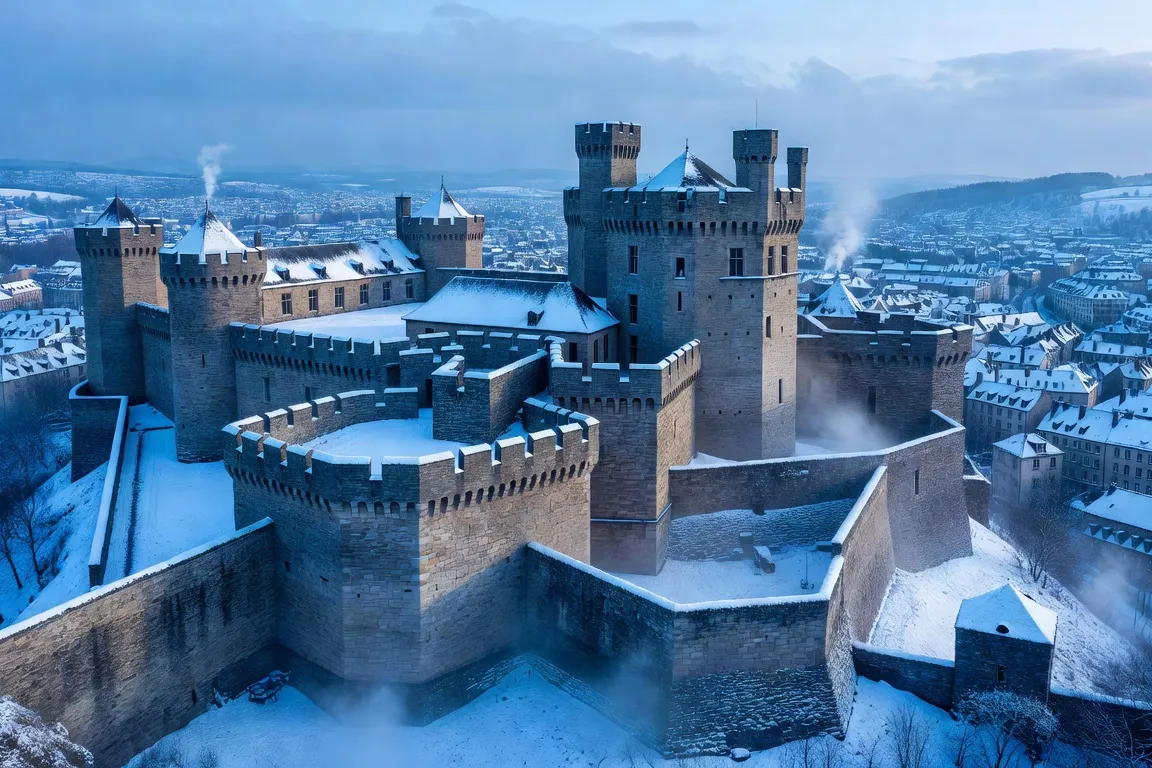 La citadelle de Belfort sous la neige en hiver