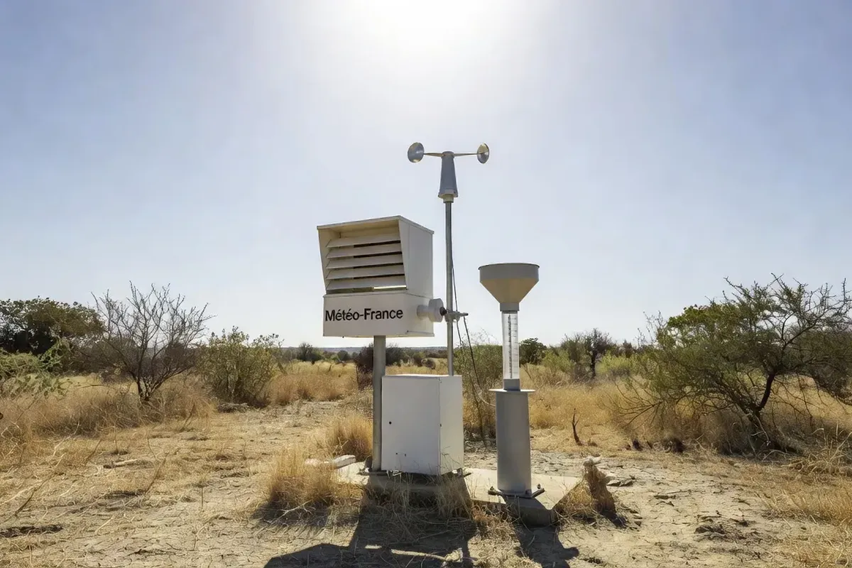 Station météo en plein soleil lors de la canicule de juin 2026 en Franche-Comté