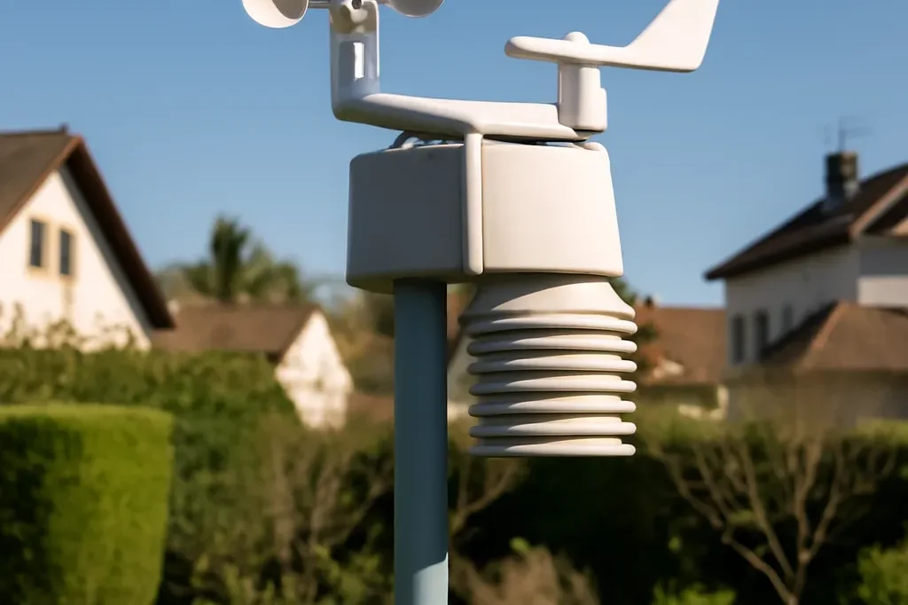 Station météo personnelle installée dans un jardin à Besançon
