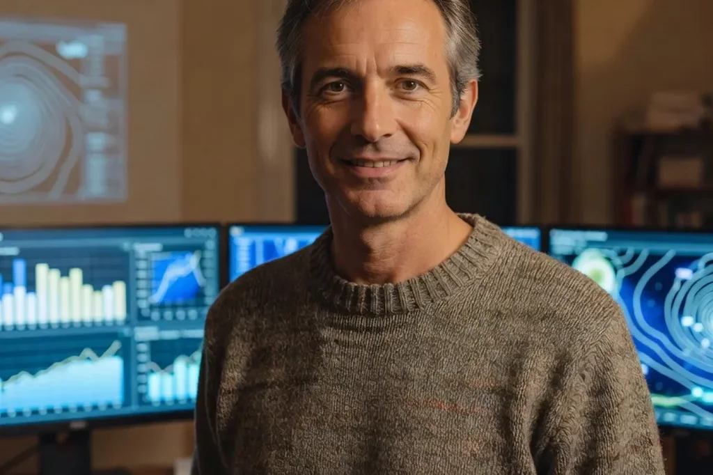 Julien Bavoux consultant les relevés de son réseau de stations amateurs